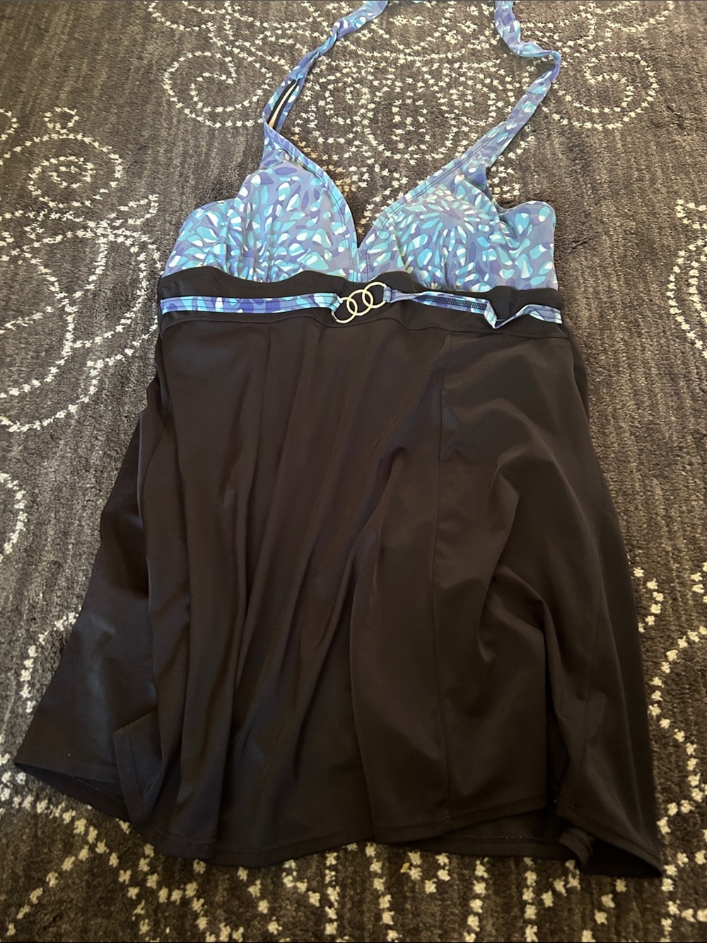 Jaclyn Smith Black Exterior with Nude Lining Swimwear Top